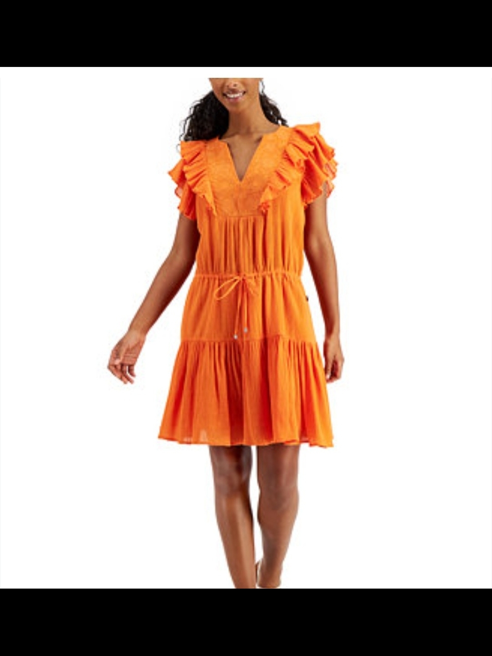Tommy Hilfiger Orange Ruffled Midi Dress 🧡